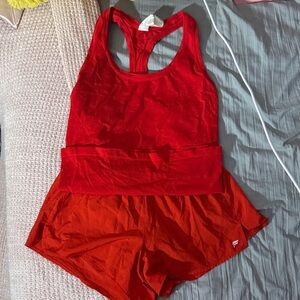 Fabletics Red Running Tank & Shorts Set